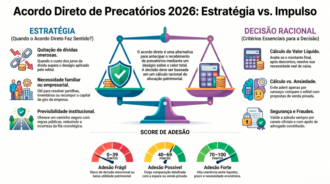 Acordo direto precatorios 2026 para avaliar adesão ou venda com segurança