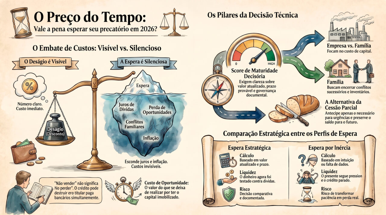 Custo de esperar precatorio 2026 com análise para calcular vender ou esperar