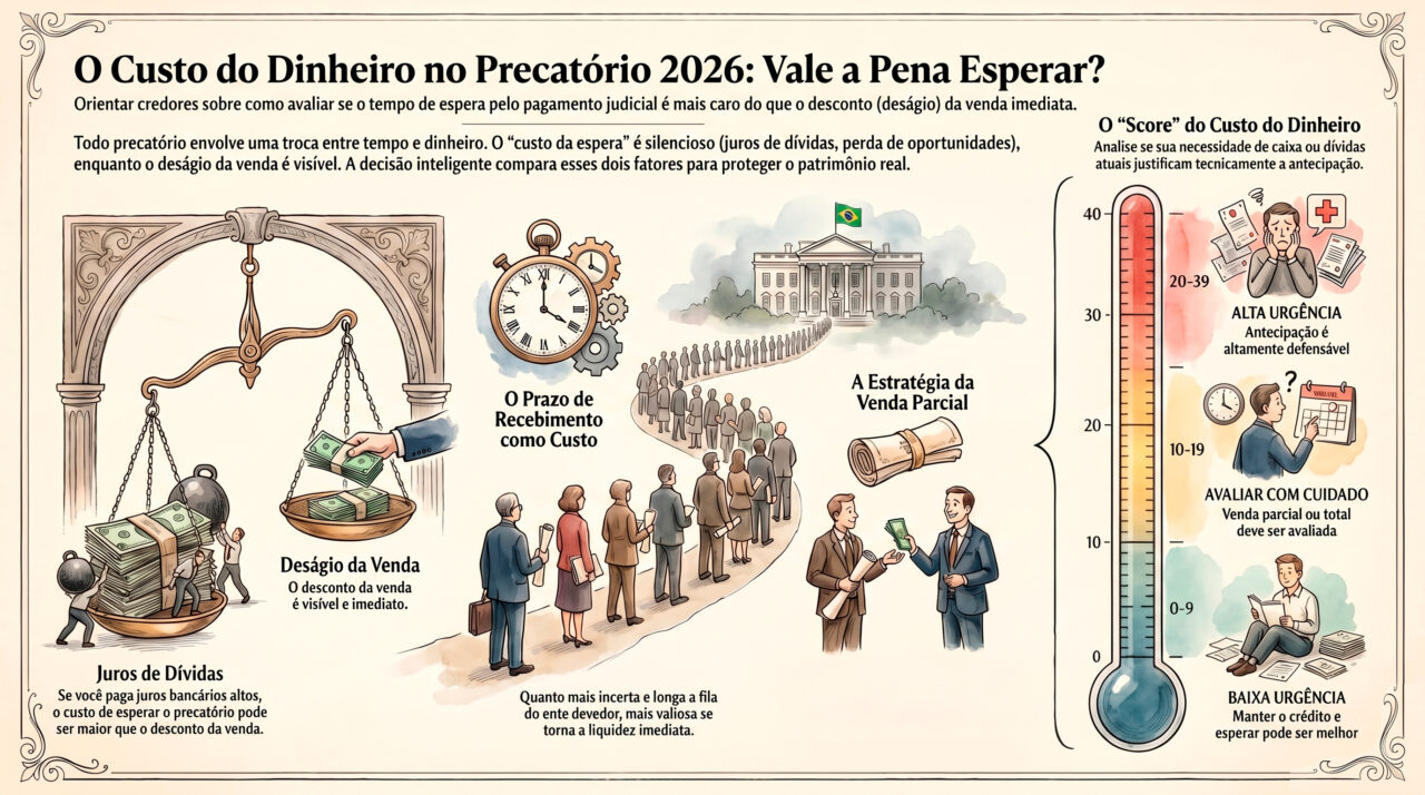 Custo do dinheiro no precatorio 2026 com análise para vender ou esperar