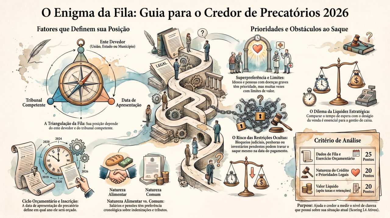 Fila precatorio 2026 com análise de posição e previsão de pagamento