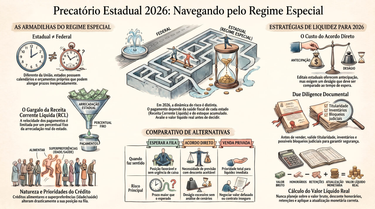 Precatorio estadual 2026 com análise de regime especial e riscos de pagamento