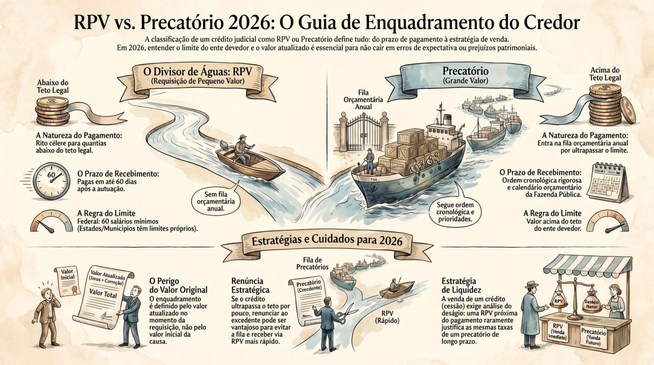 Diferenca RPV precatorio 2026 com análise de prazo limite e pagamento