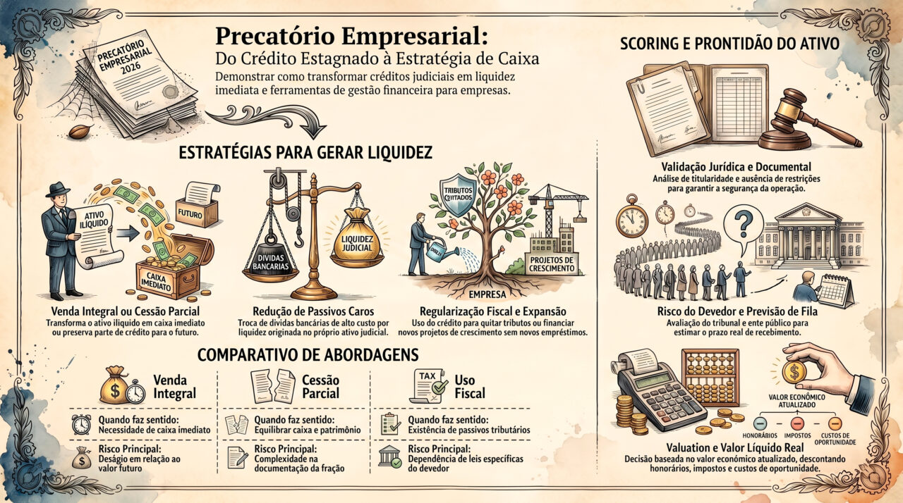 Precatorio empresarial 2026 com análise de liquidez e reforço de caixa