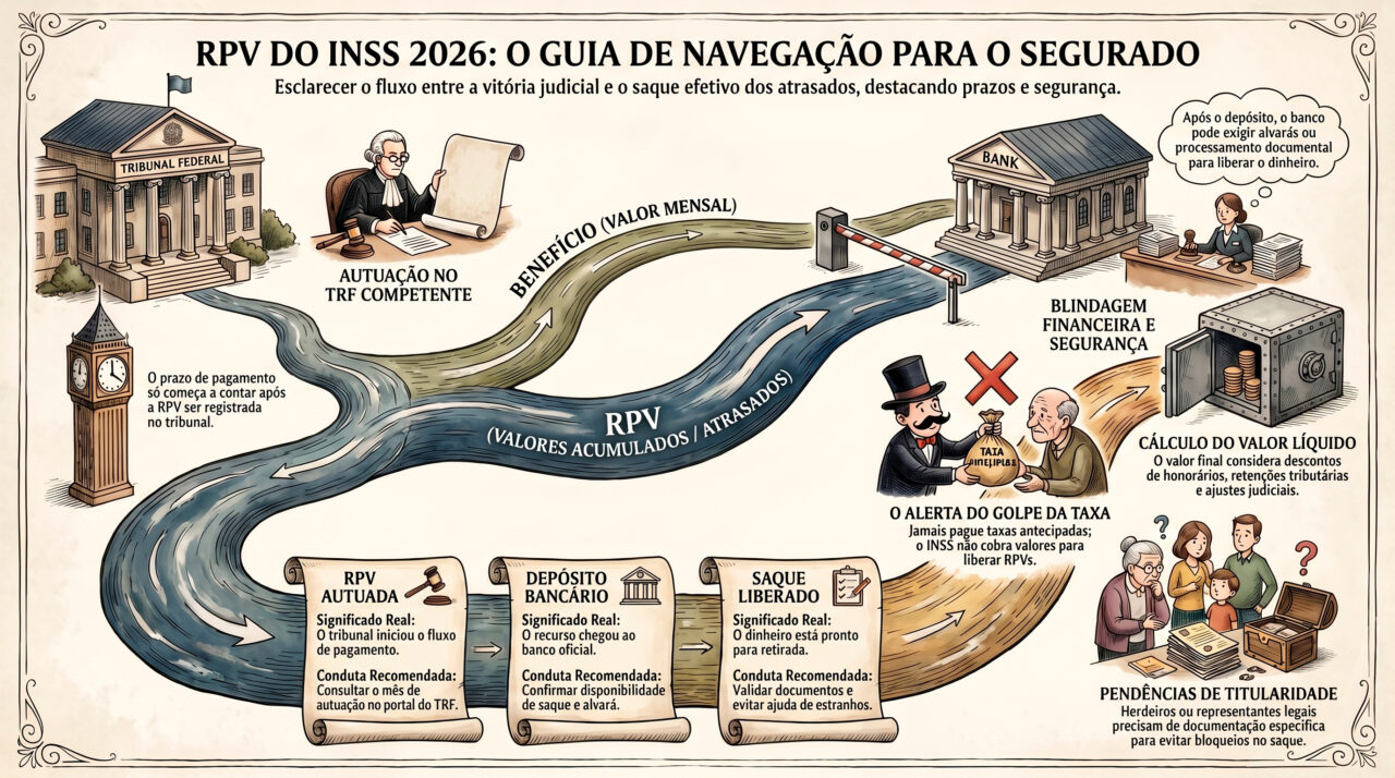 RPV INSS 2026 com análise de revisão de benefício e pagamento