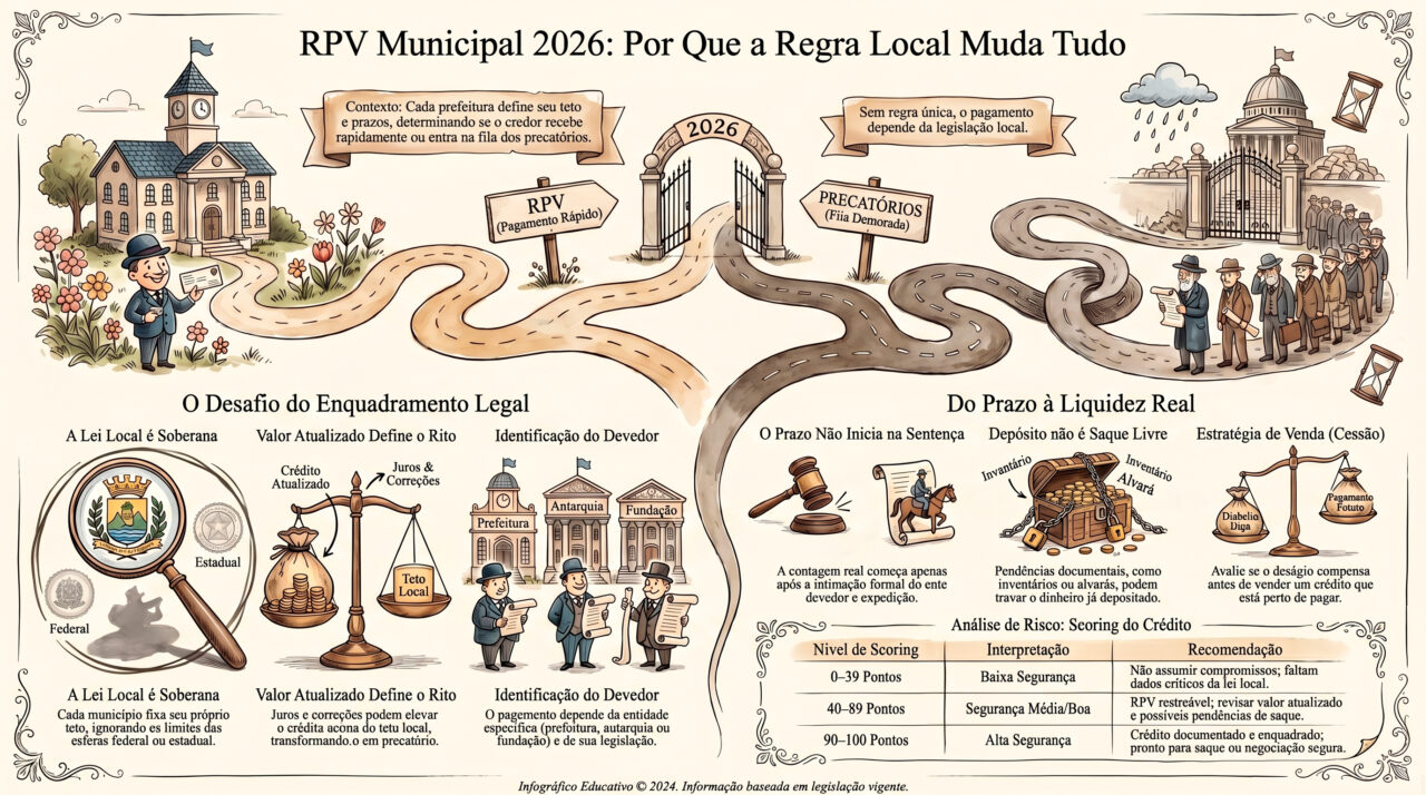 RPV municipal 2026 com análise de limite lei local e pagamento