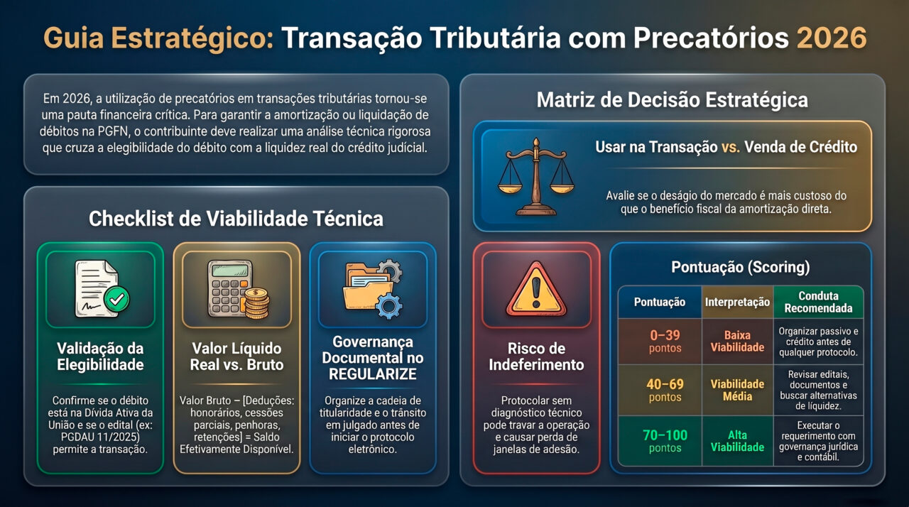 Transacao tributaria precatorio 2026 com análise de PGFN e uso do crédito