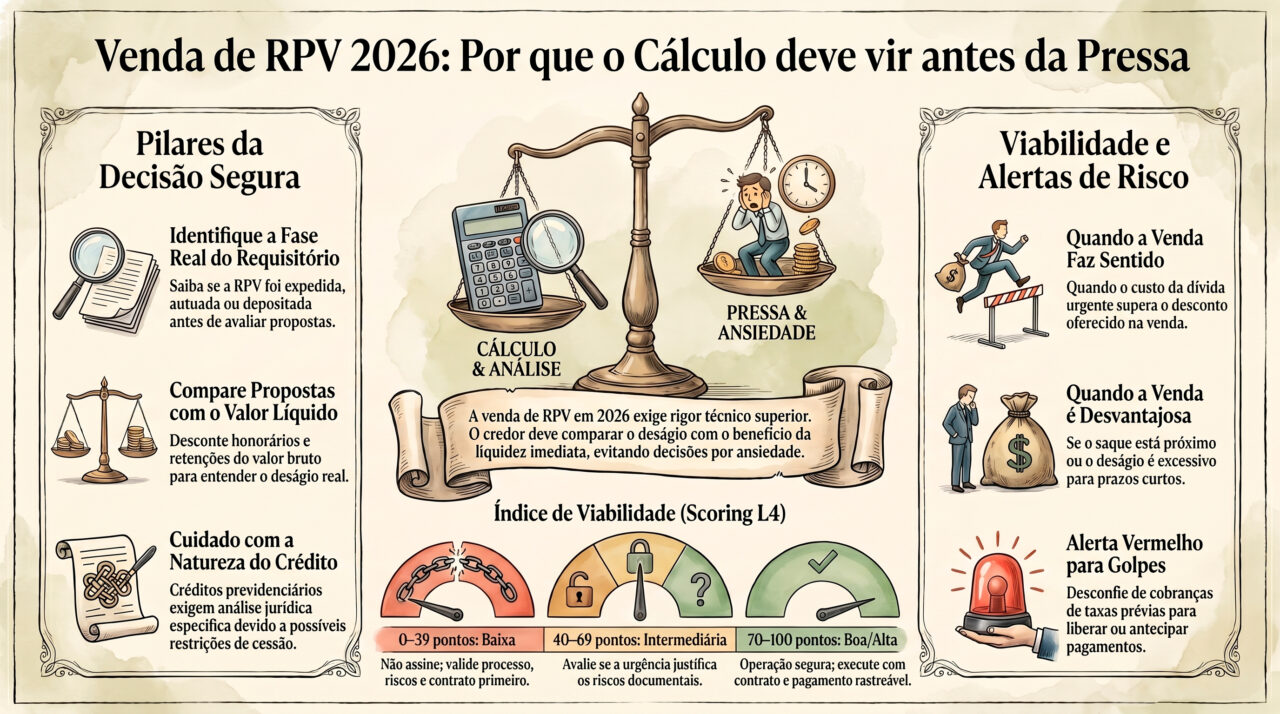 Venda RPV 2026 com análise de cuidados antes de ceder crédito